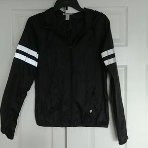 Black windbreaker with reflective stips